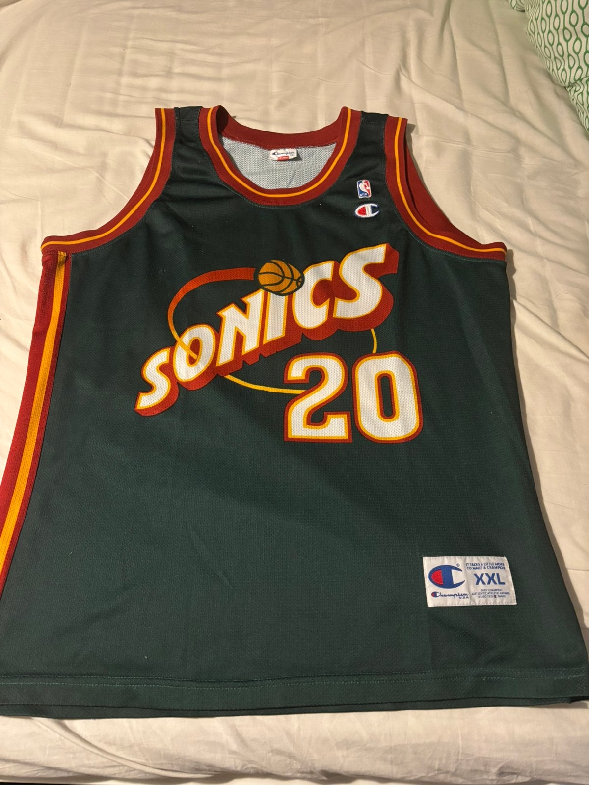 Maillot de basket des Sonics (Gary Payton) saison 1995-1996, Envoi, Utilisé, Vêtements