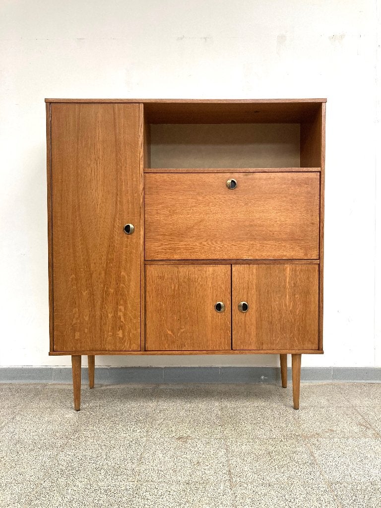 Vintage mid-century wandkastje/sideboard/secretaire 1960's, Ophalen, Gebruikt