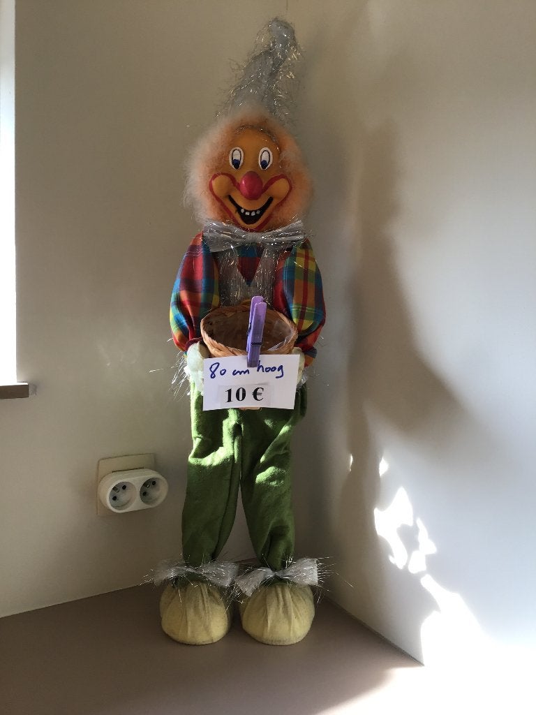 mooie decoratieve clown van 80 cm hoog, Antiek en Kunst, Curiosa en Brocante, Ophalen of Verzenden