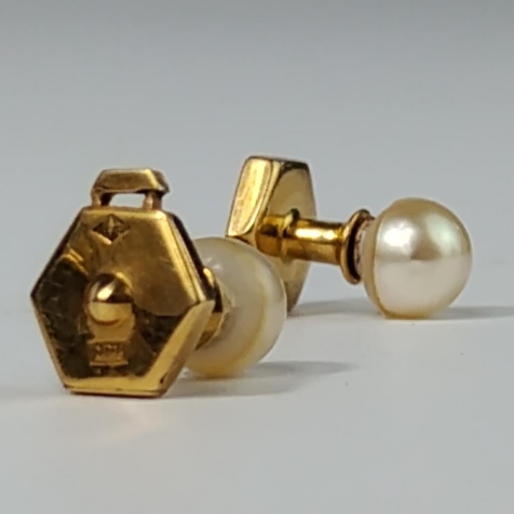 18 karaat antieke oorbellen (circa 1920) Akoya, Overige kleuren, Ophalen of Verzenden, Zo goed als nieuw, Met edelsteen