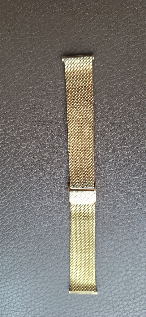 Vintage horlogeband heren Milanese type goudkleurig mesh., Handtassen en Accessoires, Horloges | Heren, Overige materialen, Polshorloge