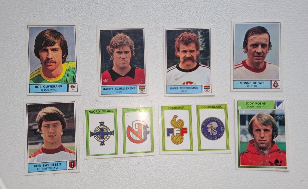 Panini Nederland Voetbal 78 lot van 8 vintage plaatjes, Ophalen of Verzenden, Zo goed als nieuw, Poster, Plaatje of Sticker