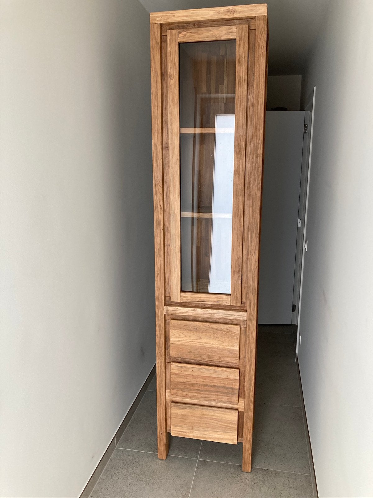 Massieve  teakhout Gezandstraalde vitrinekast Recup teak, Enlèvement, Comme neuf