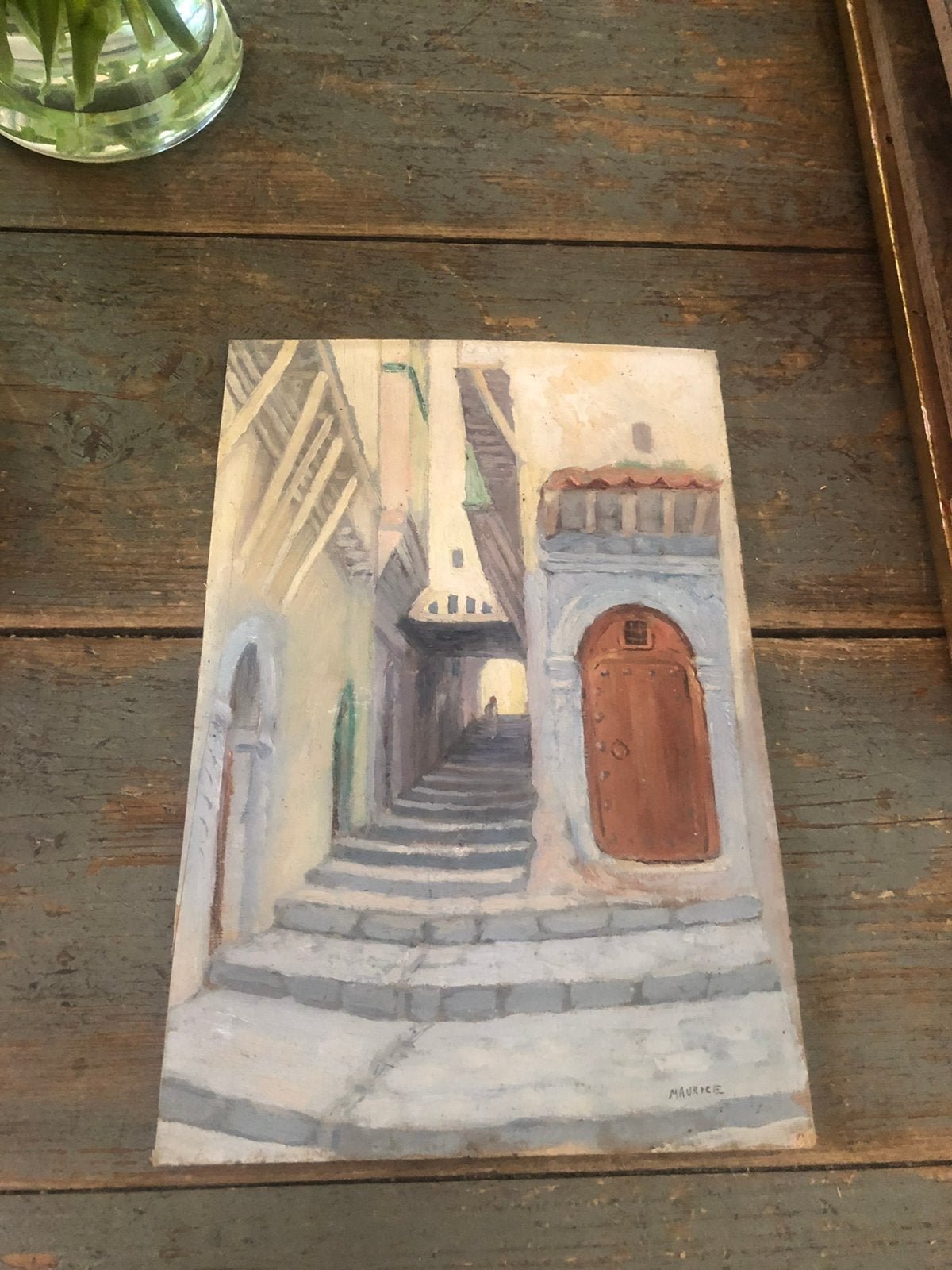KUNST KLEIN SCHILDERIJ STAD KLASSIEK OLIE, Enlèvement ou Envoi, Classique