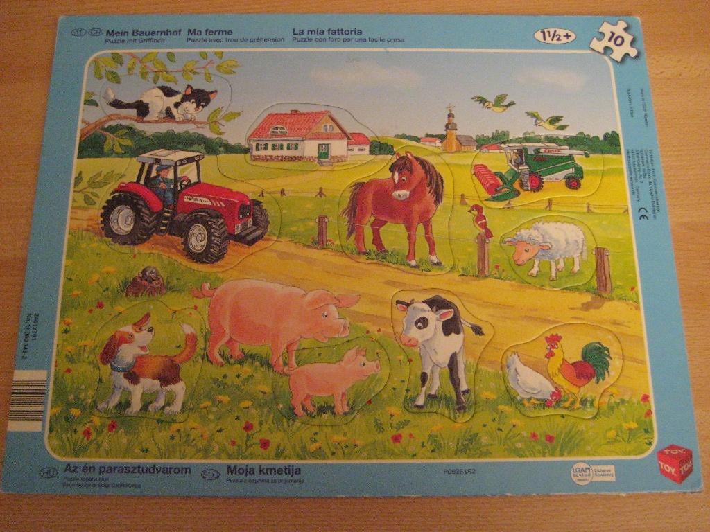 Puzzle de formes avec poignée pour les doigts - la ferme, Enlèvement ou Envoi, 10 à 50 pièces, Comme neuf, 6 mois à 2 ans