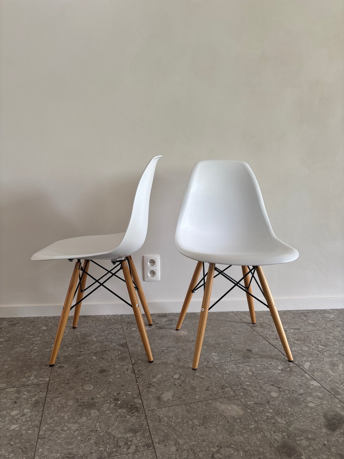 Geïnspireerd op Eames eetkamerstoel DSW, Enlèvement, Blanc, Bois, Quatre