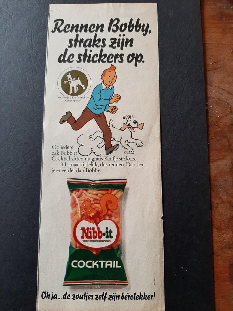 Reclame nib it stickers kuifje, Ophalen of Verzenden, Reclame