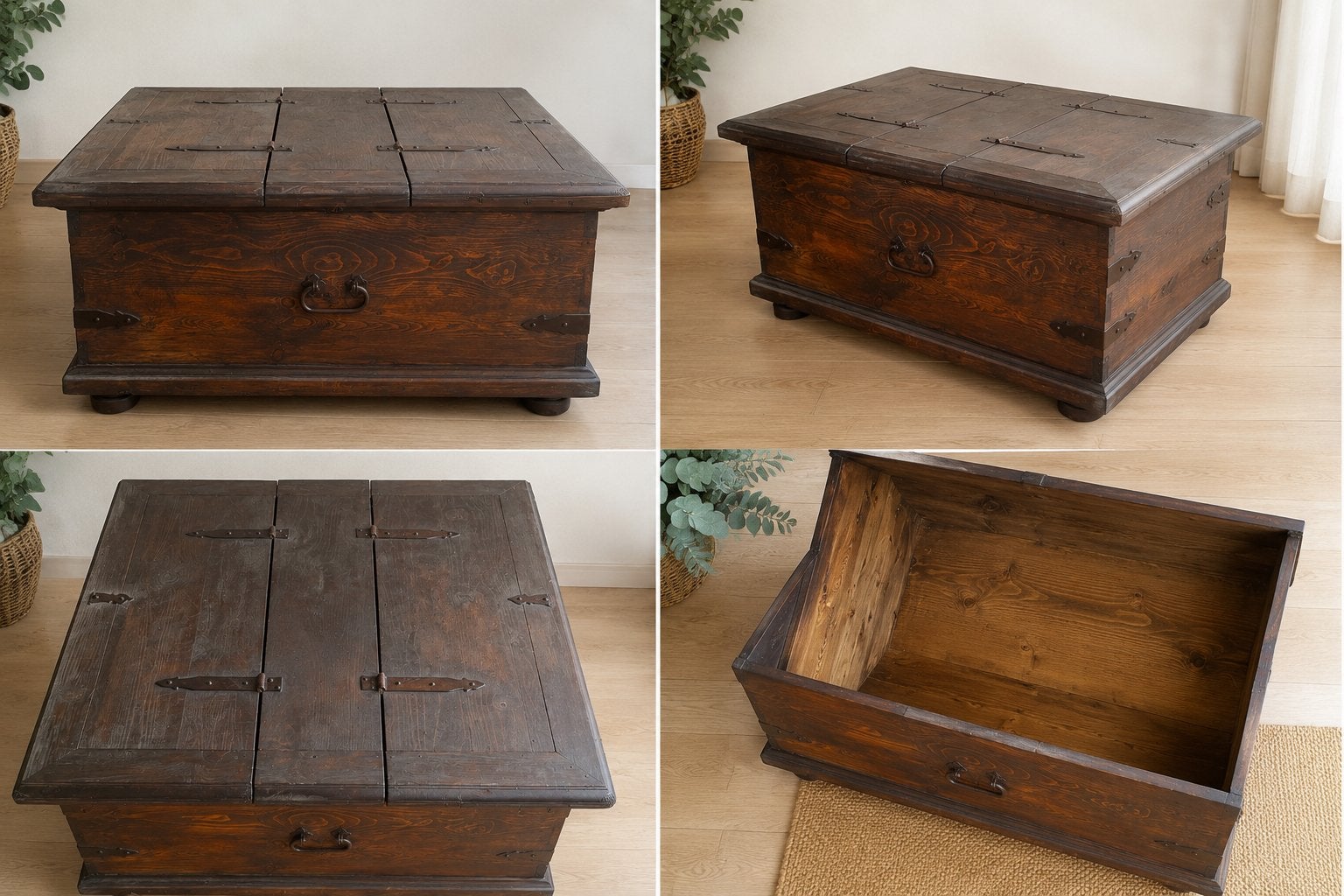 Authentieke houten dekenkist / salontafel, Ophalen, Gebruikt, 50 tot 100 cm, 75 tot 100 cm