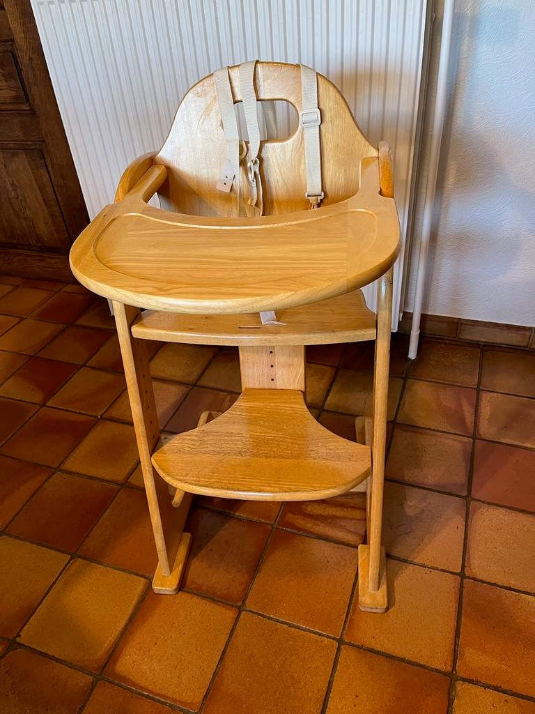 Houten kinderstoel, meegroeiend, Kinderen en Baby's, Kinderstoelen, Ophalen, Gebruikt, Meegroeistoel, Gordel(s)