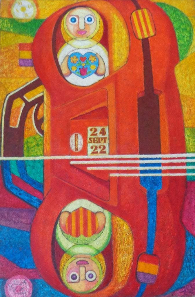 JOAN MARTI / LA MARE UTOPIE / OLIEVERF DOEK / 122x82cm KADER, Antiquités & Art, Enlèvement, Signé, Peinture à l'huile