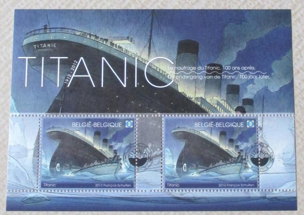 1 blok BL200 titanic gestempeld, Timbres & Monnaies, Timbres | Europe | Belgique, Navigation, Oblitéré, Enlèvement ou Envoi, Autre