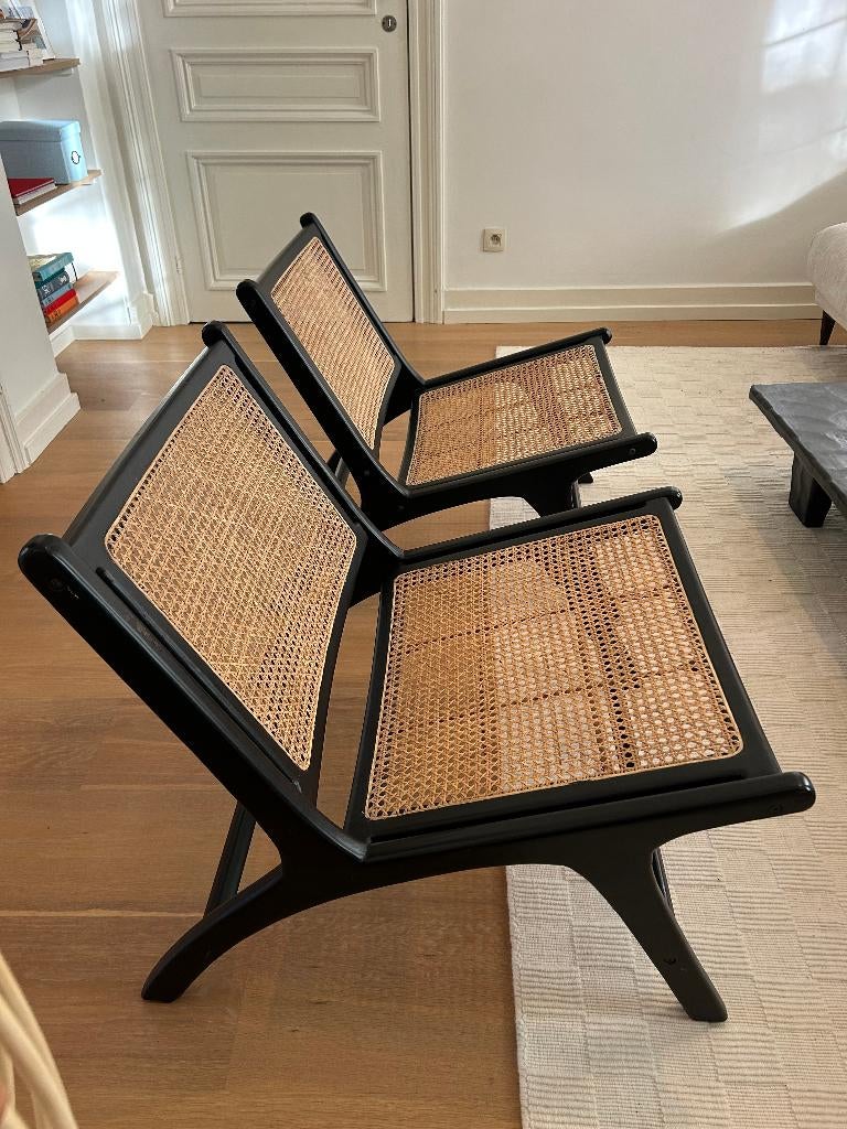 Design stoel met rotan zitting - stijlvol & tijdloos, Huis en Inrichting, Stoelen, Ophalen, Twee, Zwart, Hout