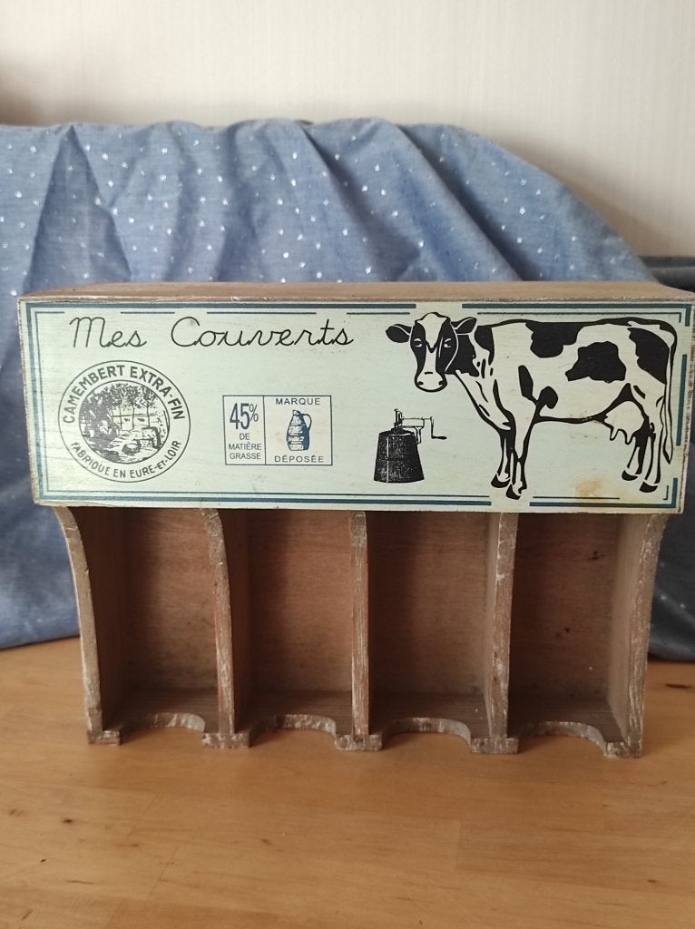 Bestek houder shabby chique franse keuken stijl couverts, Enlèvement, Utilisé, Bois, Set de couverts