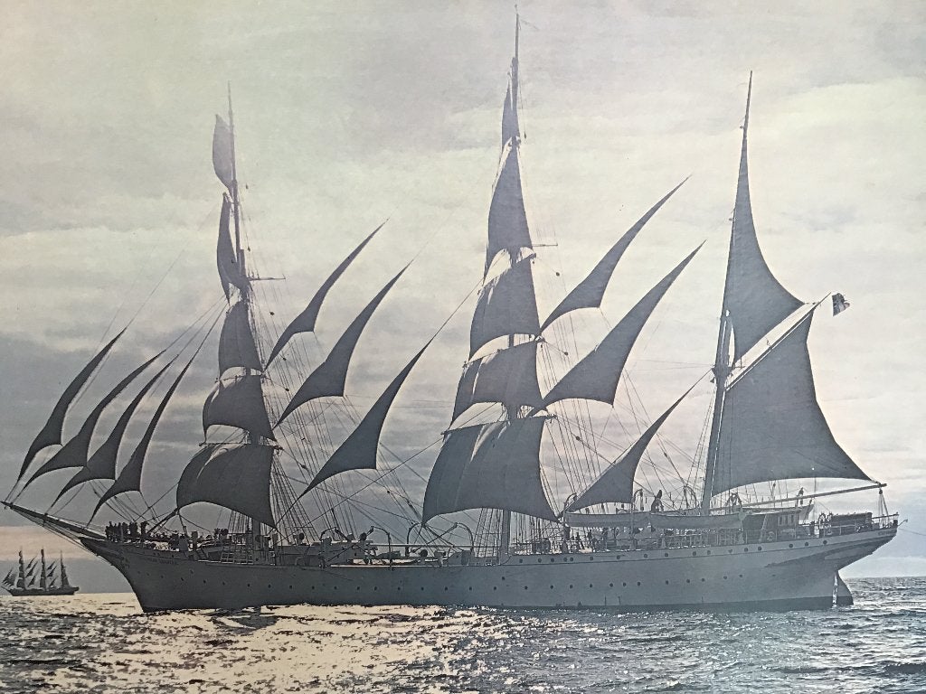 antiek kader van 112 op 82 cm met poster zeilboot, Ophalen, Zo goed als nieuw