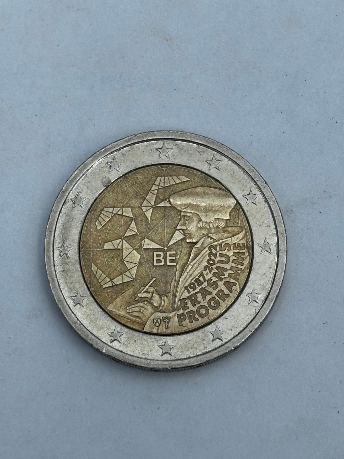 2 euro munt Erasmus., Postzegels en Munten, Ophalen, België, 2 euro, Losse munt