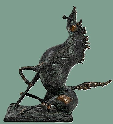 « Cheval assis » - Carlo Zoli (1959), Antiquités & Art, Enlèvement ou Envoi, Patiné, Brons