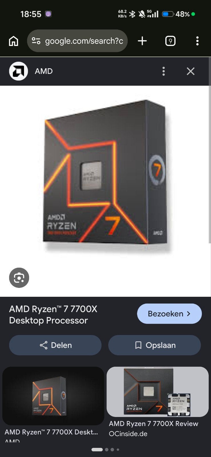 ryzen 7 7700x 8cores-16 threads, Informatique & Logiciels, 8-core, AM5, 4 Ghz ou plus, Enlèvement