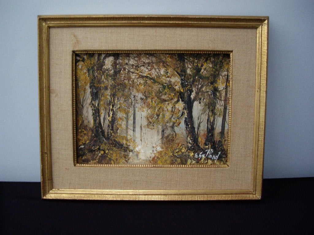 Boszicht van Agnes Galland. Getekend en gedateerd 1989, Antiek en Kunst, Ophalen of Verzenden