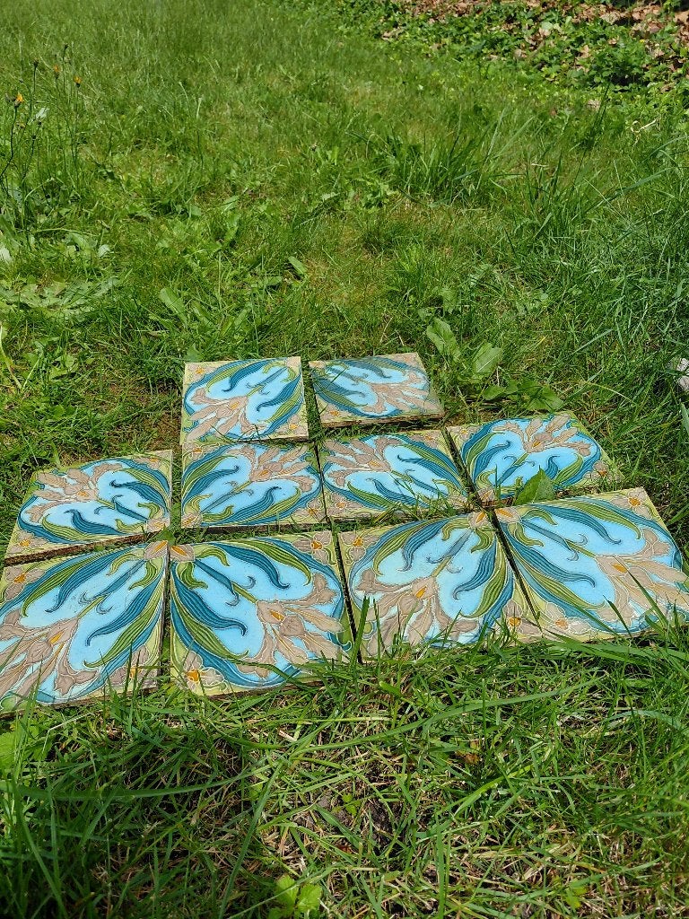 Set van 10 art nouveau-tegels, Ophalen