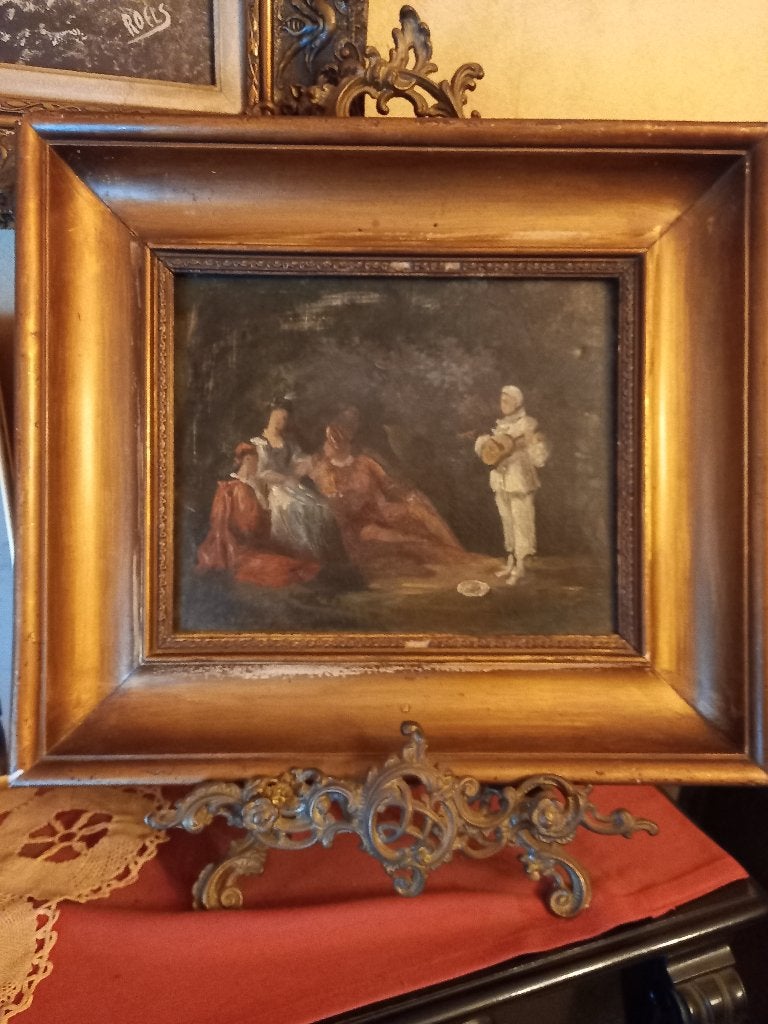 Schilderijtje op staander, Antiek en Kunst, Ophalen, Handgeschilderd, Doek