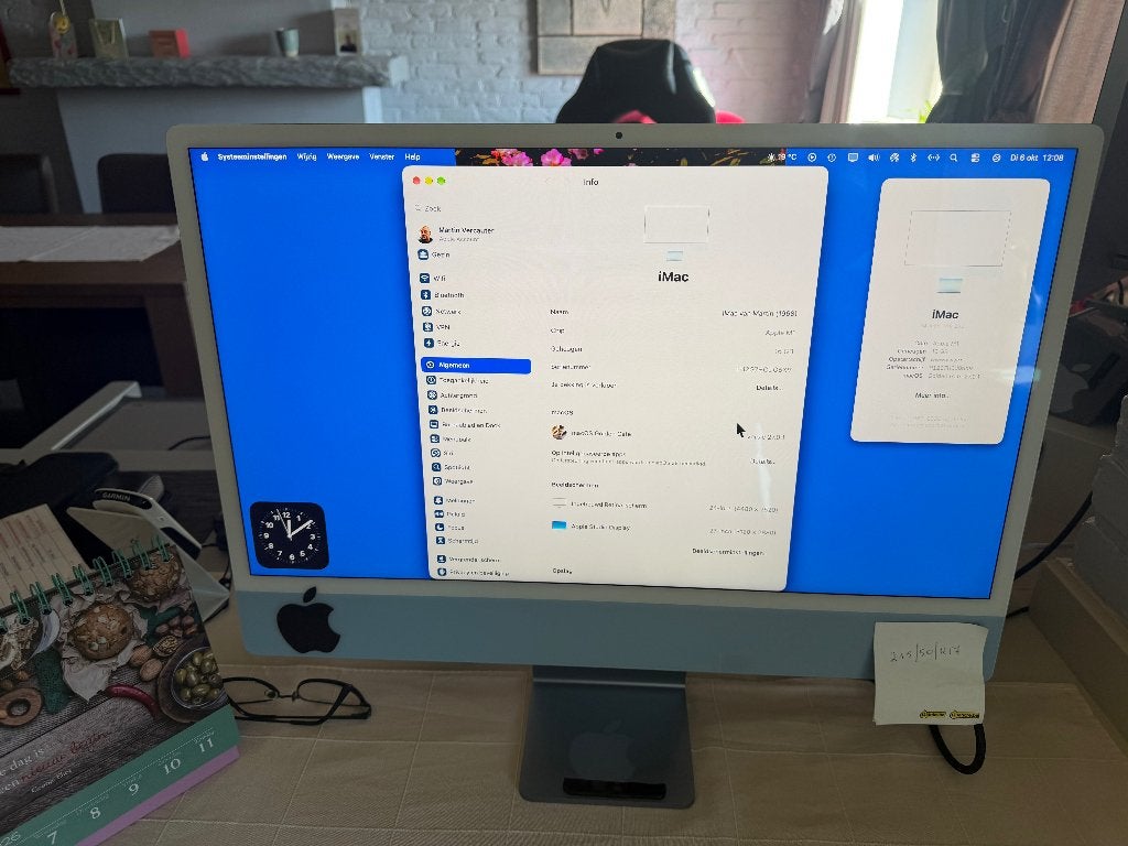 iMac M1 24" • 16GB RAM • 1TB Opslag  2021 licht blauw, Computers en Software, Ophalen, SSD, IMac, 24 inch
