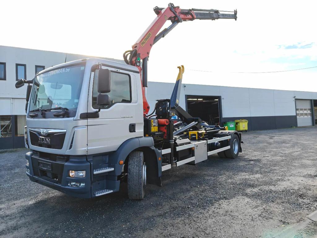 MAN TGM 18.290 Container JIMECA + Crane Palfinger PK16001, Auto's, Vrachtwagens, Automaat, Achterwielaandrijving, Euro 6, MAN