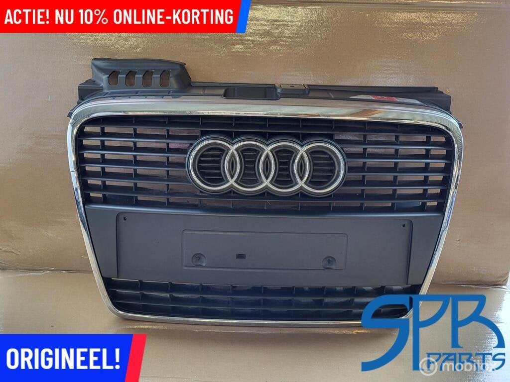 AUDI A4 B7 8E GRILLE CHROOM GRILL 2004-2008 ORIGINEEL 8E0, Gebruikt, AUDI, Audi, Ophalen of Verzenden