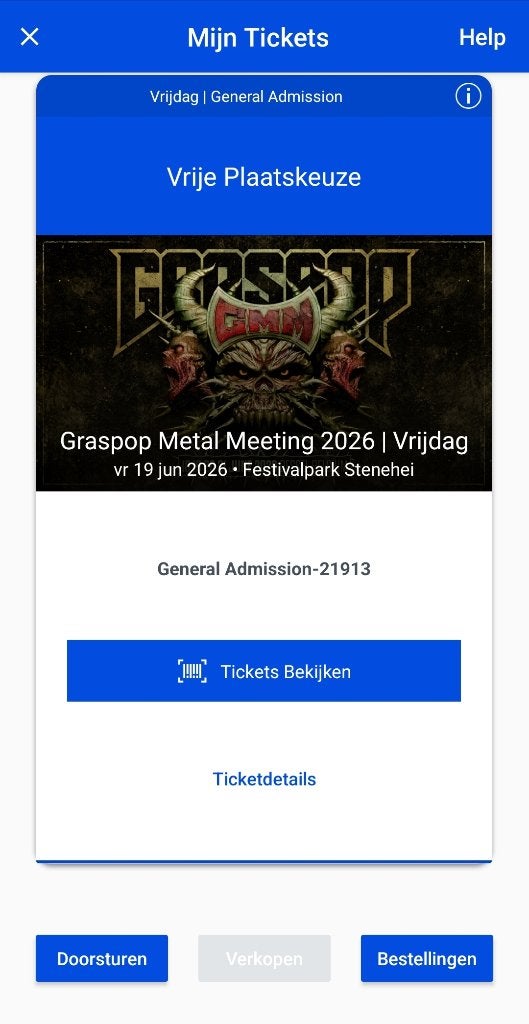 Graspop ticket - Vrijdag, Muziek en Instrumenten, Overige Muziek en Instrumenten, Verzenden, Nieuw