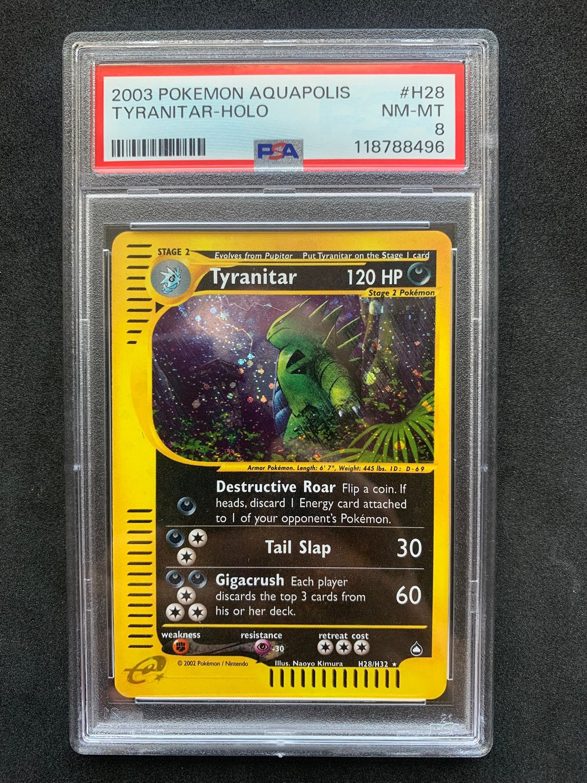 Pokemon Tyranitar Aquapolis H28 PSA 8, Enlèvement ou Envoi, Comme neuf