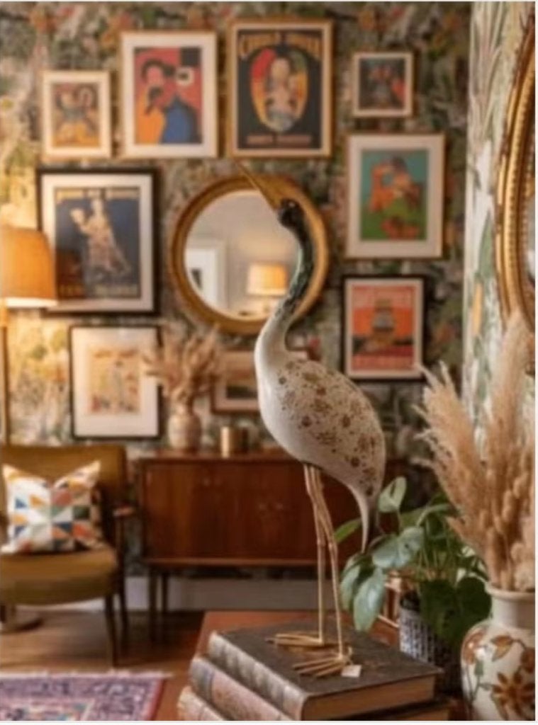 kraanvogel vintage beeld, Ophalen, Beeld