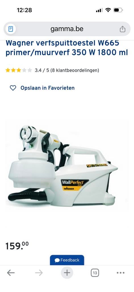 Wagner verfspuittoestel W665 primer/muurverf 350 W 1800 ml, Ophalen