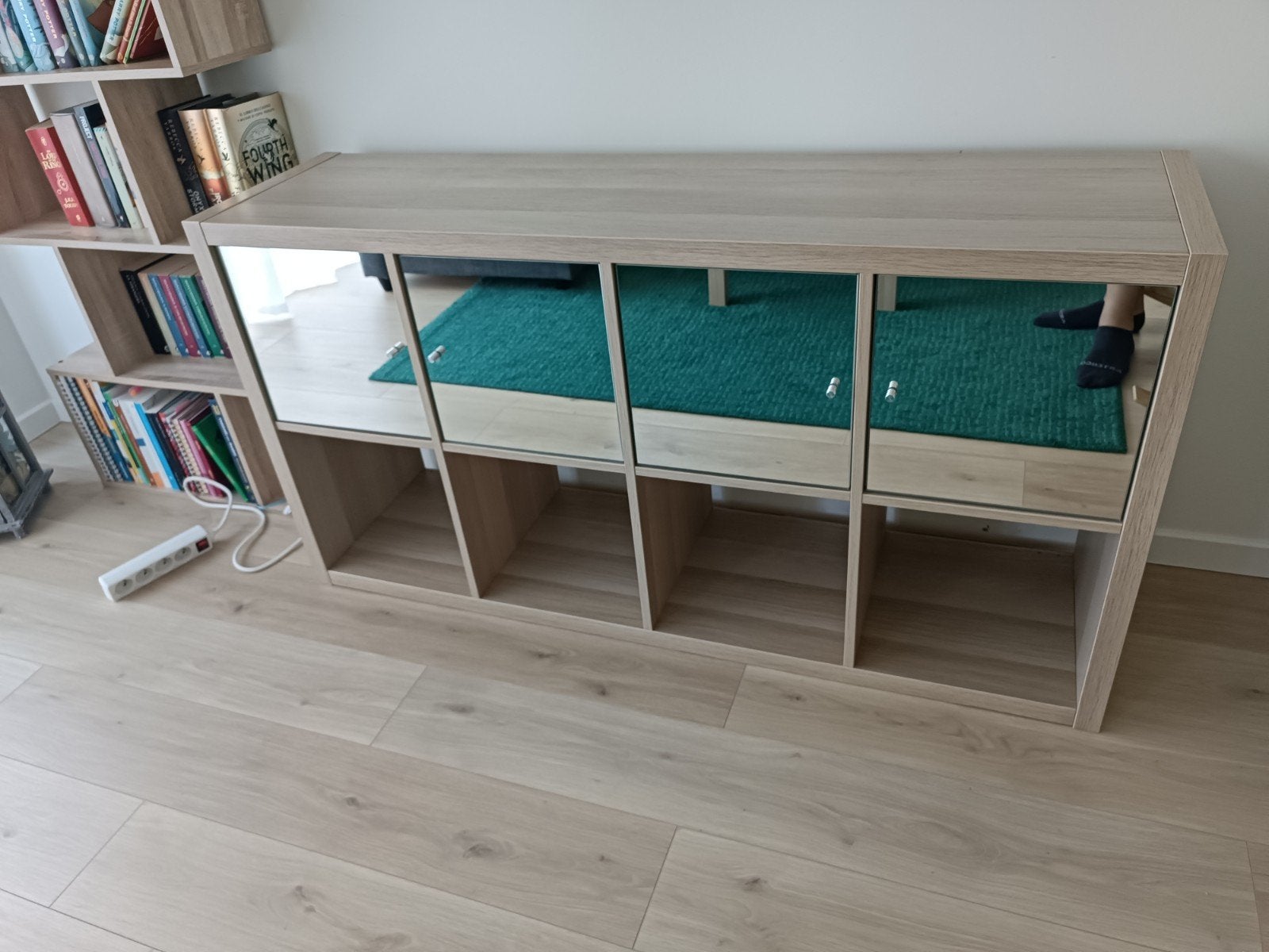 KEA KALLAX open kast met 4 spiegeldeuren – Eiken / 150x40x77, Ophalen