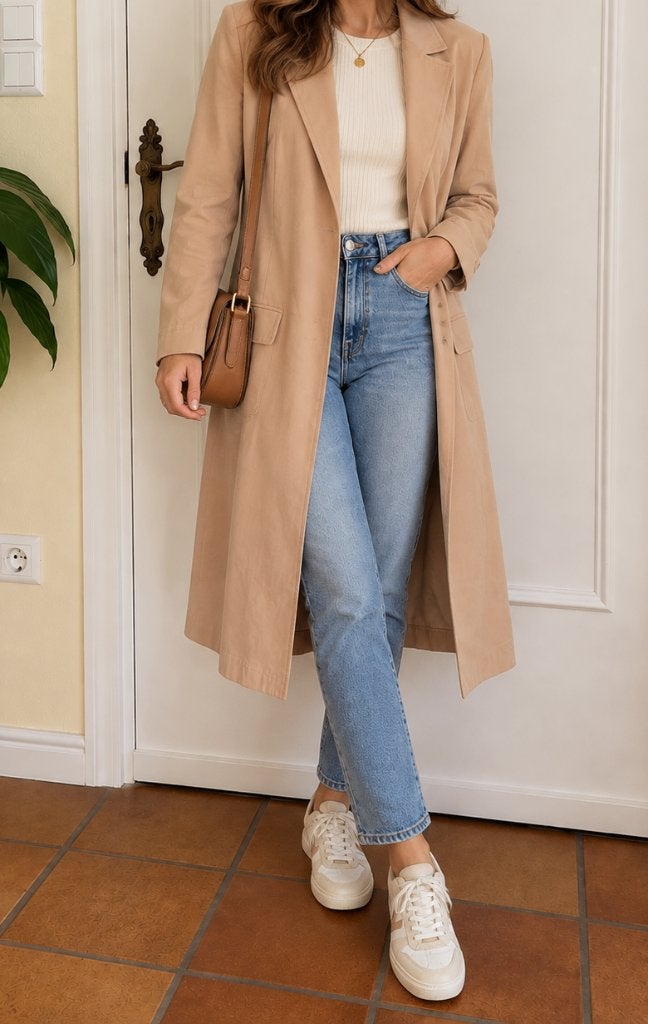 YAYA Women elegante lange blazerjas maat 38, Maat 38/40 (M), Yaya Women, Beige, Ophalen of Verzenden