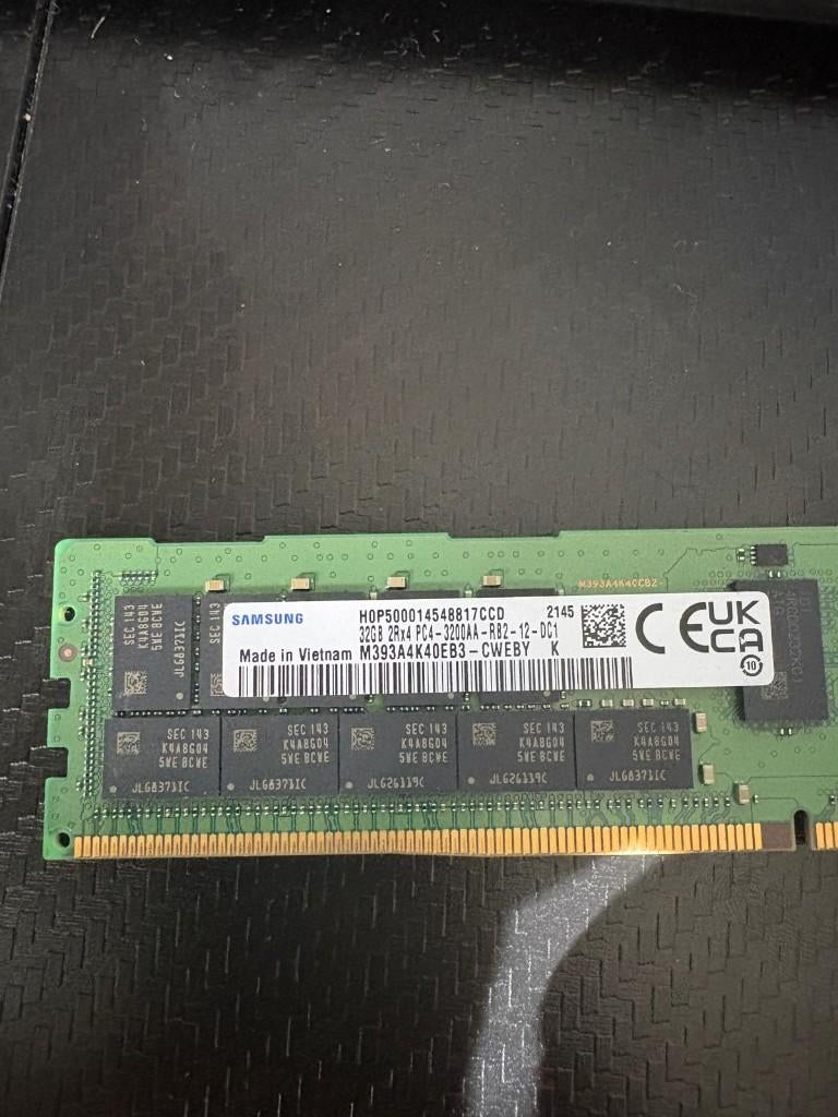 4x 32GB Samsung HPE certified geheugen PC4-3200aa, 32 GB, DDR4, Enlèvement, Serveur