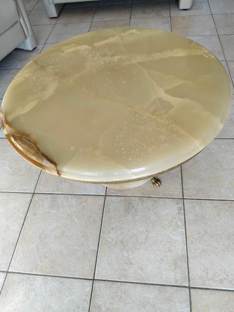 Table basse ronde avec plateau en marbre, Rond, Comme neuf, Enlèvement, 50 à 100 cm