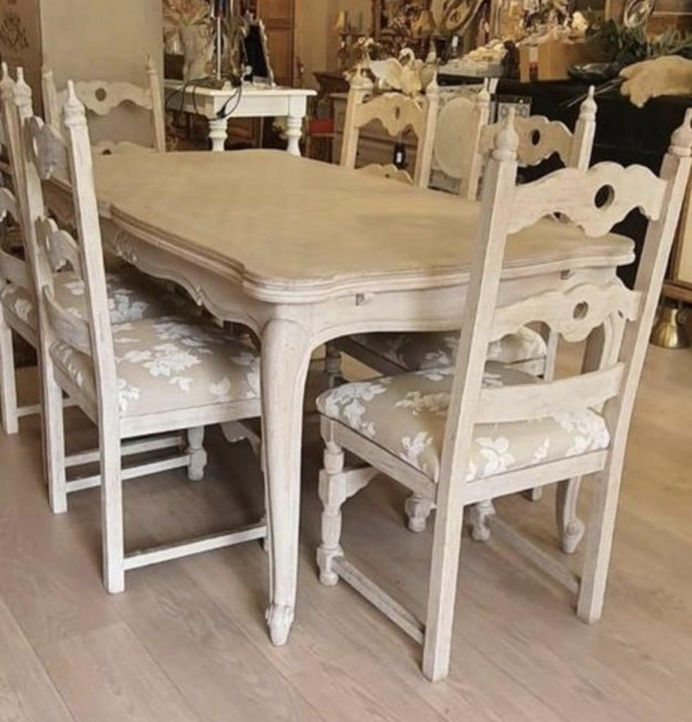 Landelijke Eiken Ceresu Eettafel met 6 stoelen., Huis en Inrichting, Tafels | Eettafels, Eikenhout, Ophalen