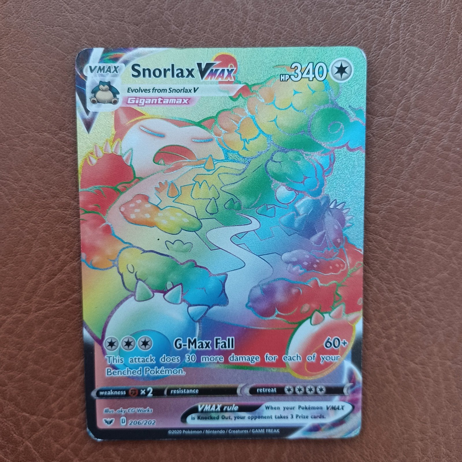 pokemon snorlax vmax kaart origineel played, Hobby en Vrije tijd, Ophalen of Verzenden