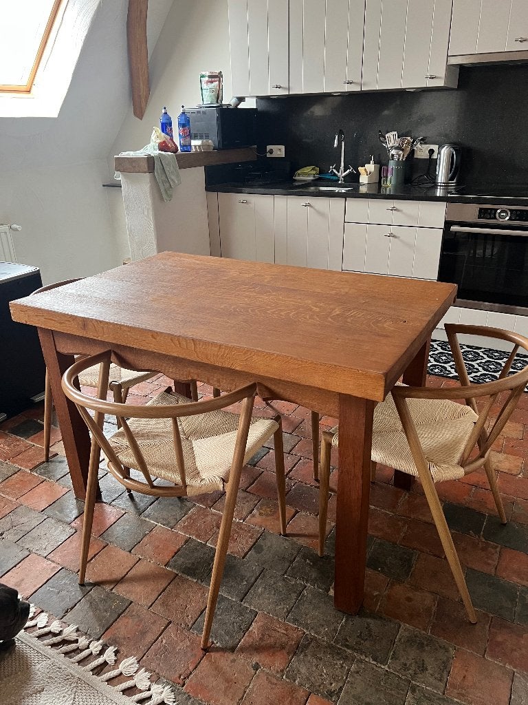 Table à manger en chêne, 100 à 150 cm, Quatre personnes, Enlèvement, Utilisé