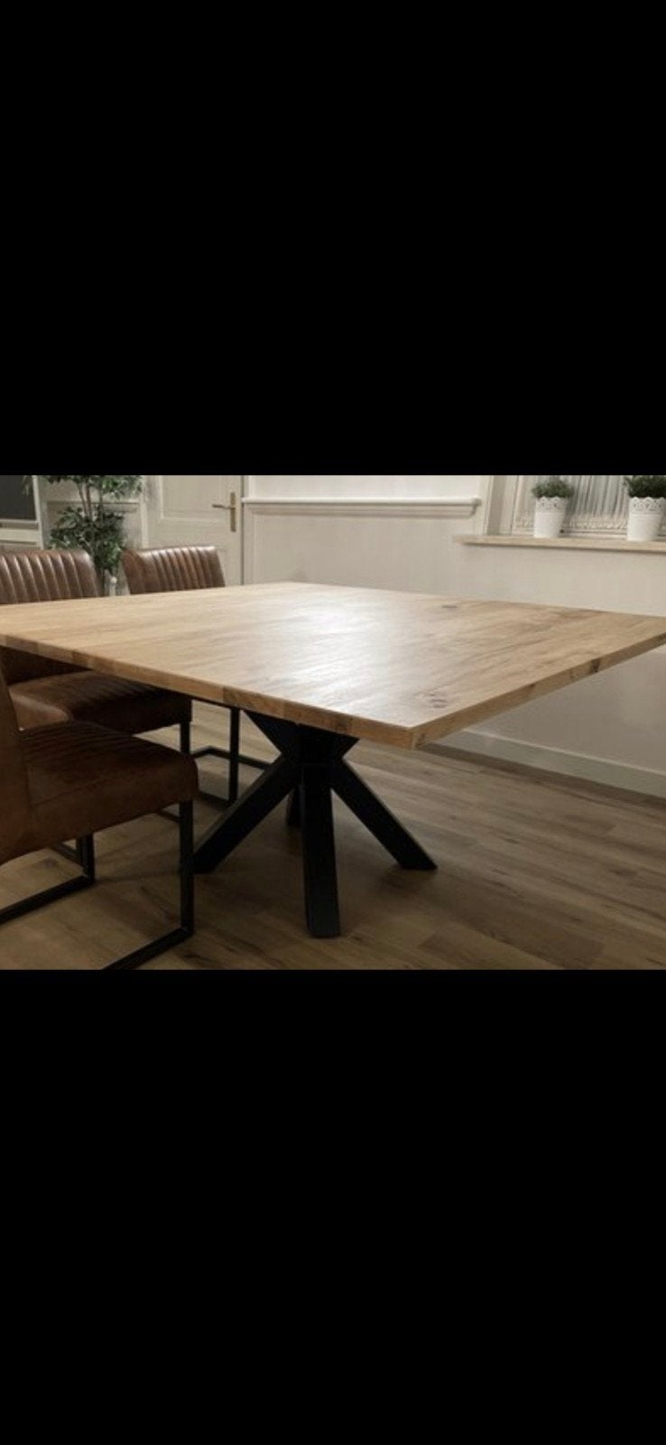 Industrieel eiken spinpoot-tafel, Huis en Inrichting, Tafels | Eettafels, Ophalen