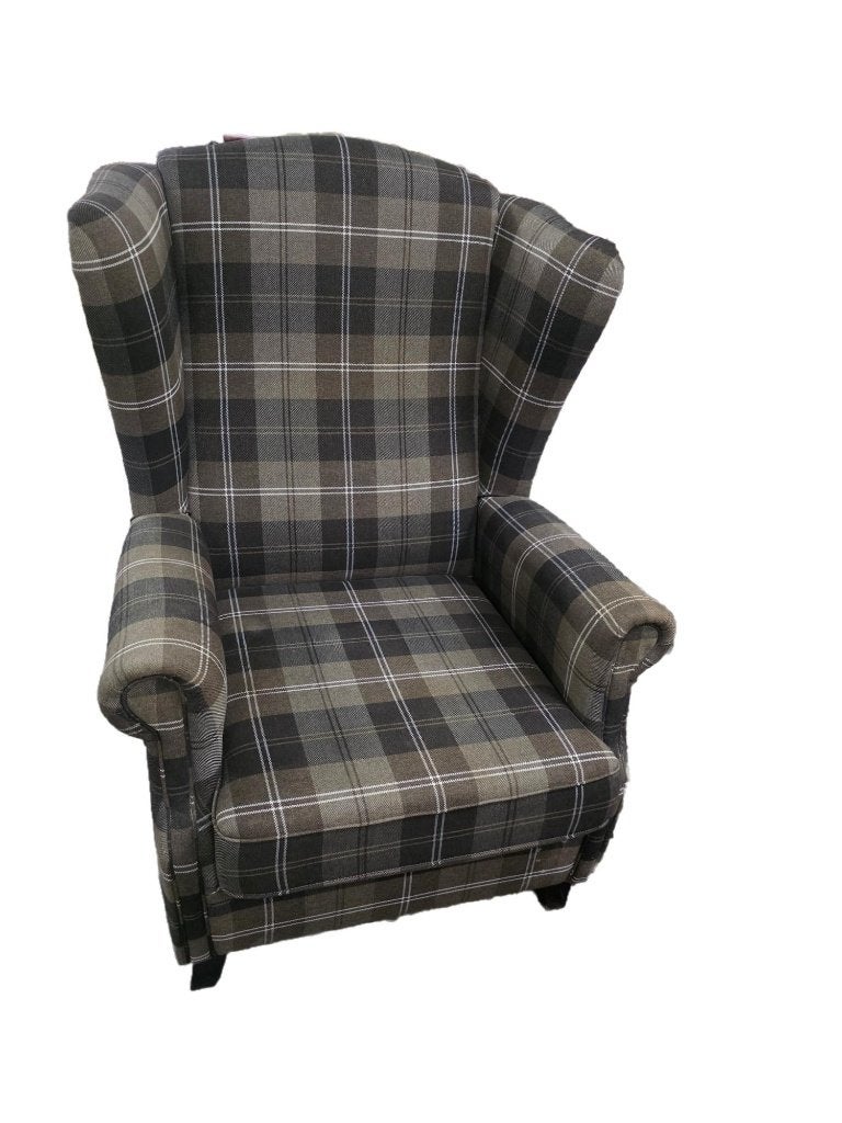 Set van 2 klassieke oorfauteuils met geruite bekleding, Huis en Inrichting, Ophalen, Stof