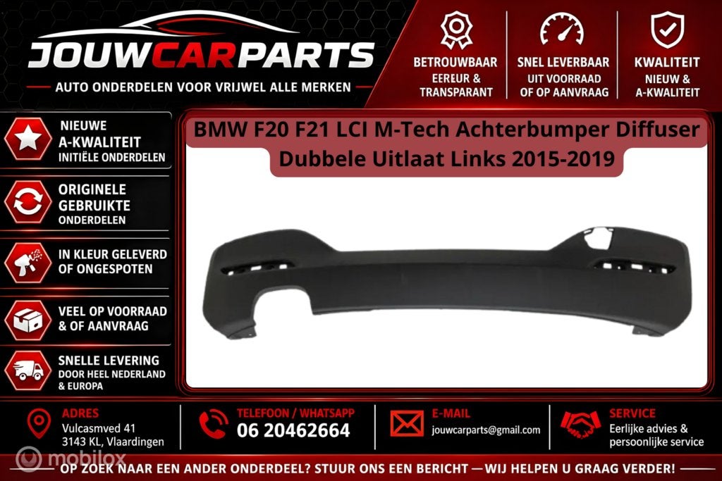 BMW F20/F21 LCI M-Tech Diffuser Uitlaat Links, Diffuser achterbumper, Nieuw, Ophalen of Verzenden, BMW