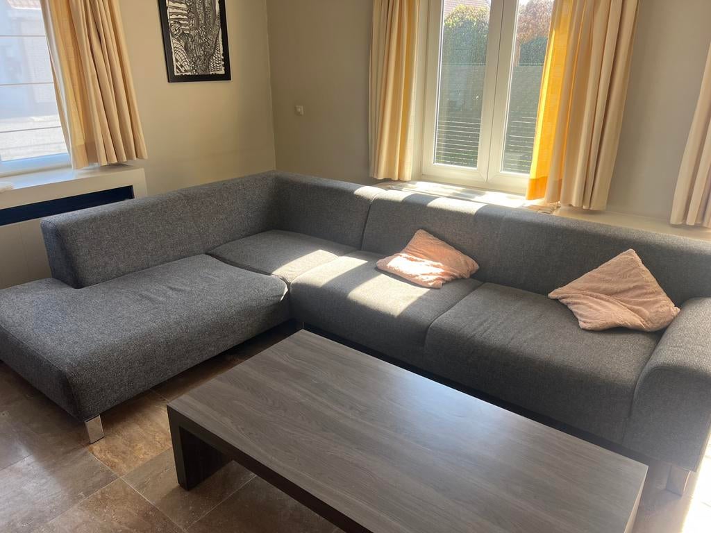 Grijze hoekzetel, Huis en Inrichting, Ophalen, Gebruikt, Stof