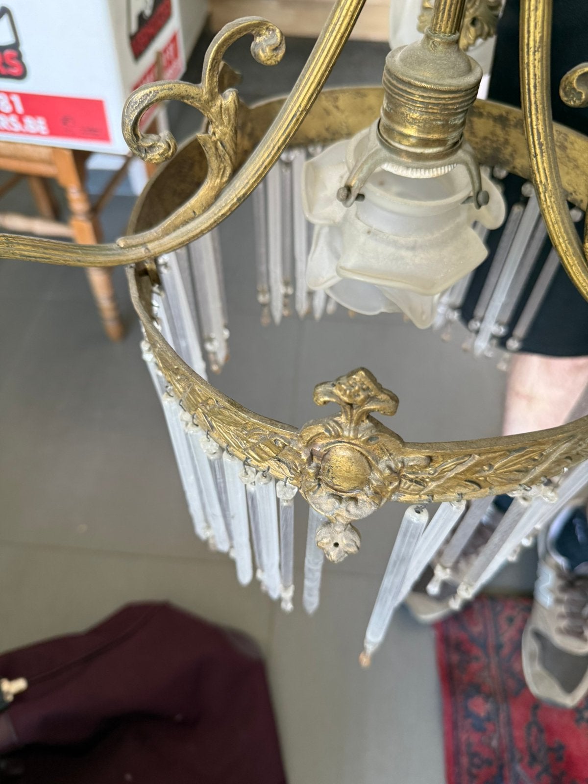 Antieke luster, Ophalen, Gebruikt, Glas, Antiek