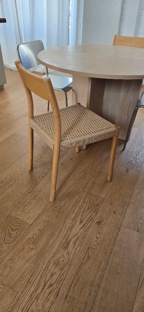 Chaises x2 style vintage scandinave canage bois, Comme neuf, Enlèvement, Scandinave, Bois
