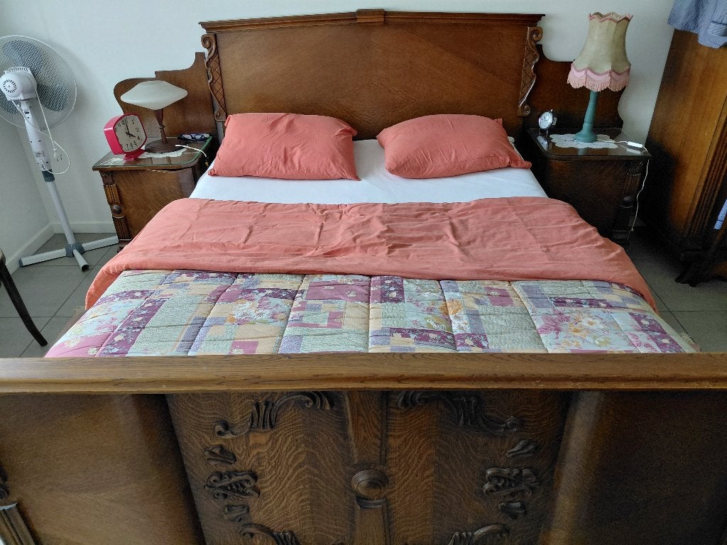 tweepersoonsbed met nachtkastjes, Huis en Inrichting, Ophalen, Gebruikt, Hout, 160 cm