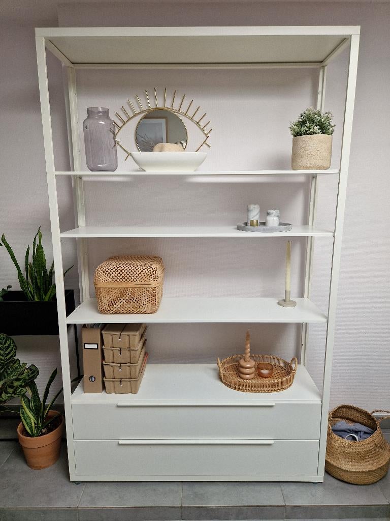 Metalen boekenrek, kast met 2 schuiven, Ophalen, Met plank(en), Gebruikt, 200 cm of meer