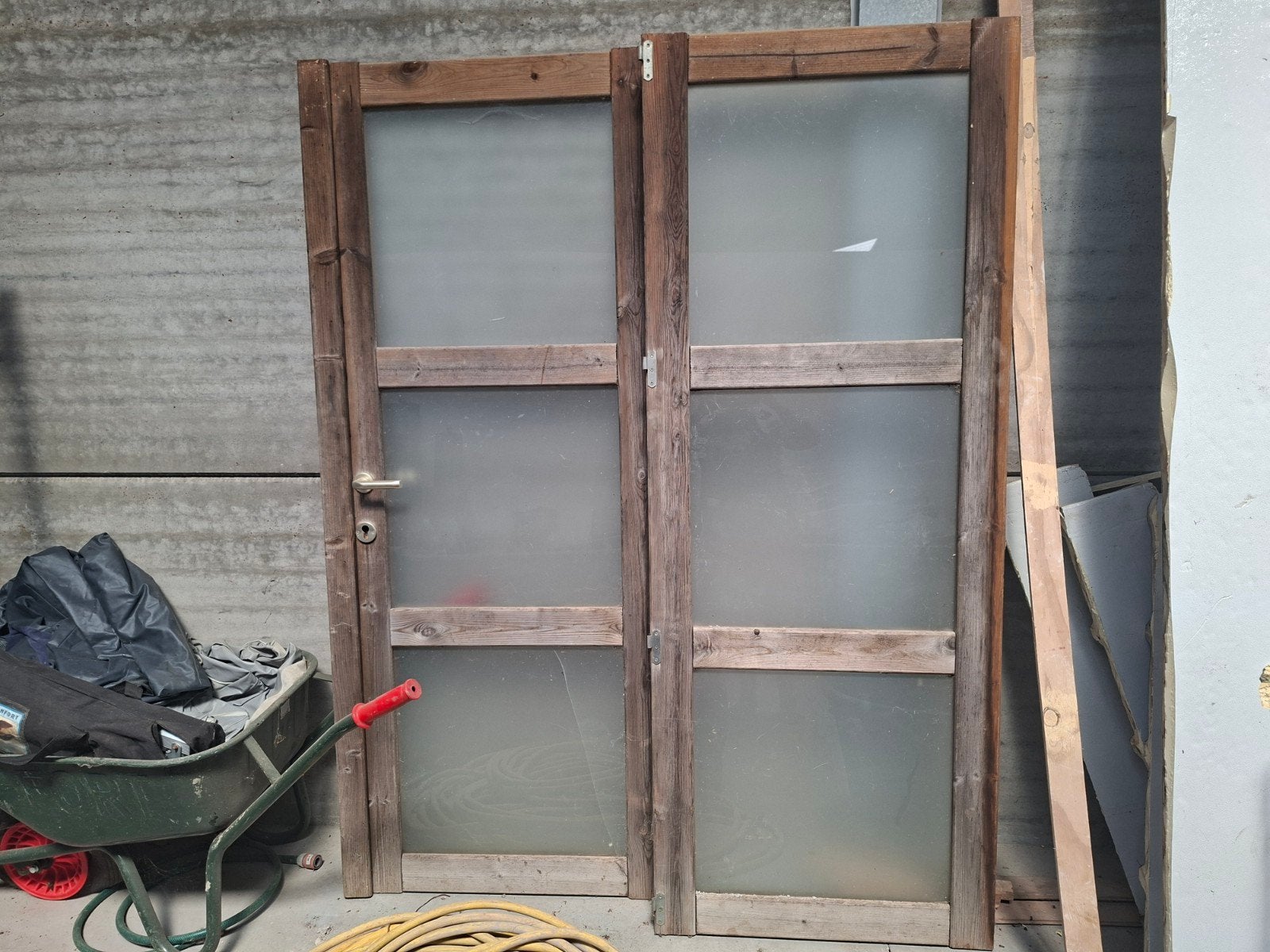 Gratis dubbele deur tuinhuis, Ophalen, Gebruikt, Hout, Overige typen