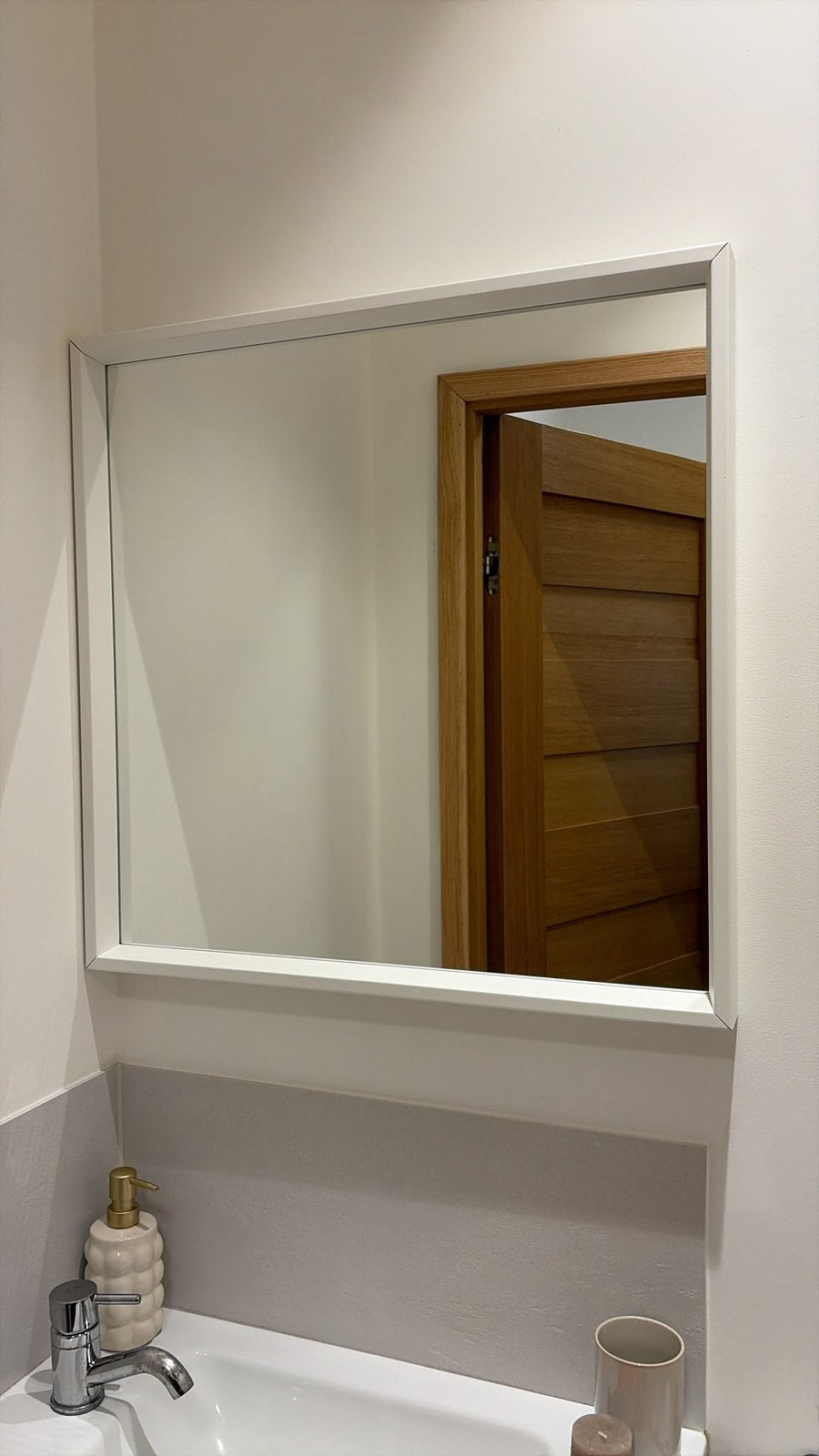 Miroir rectangulaire — cadre blanc, Enlèvement, Comme neuf, Rectangulaire