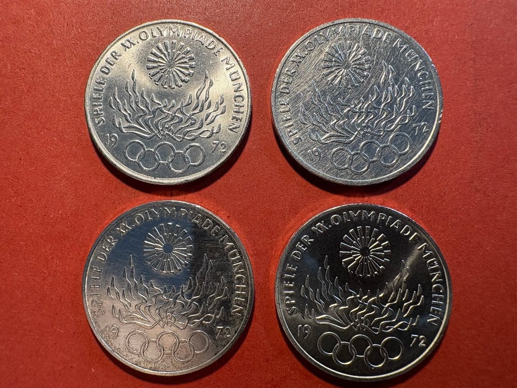 Allemagne - 10 Mark 1972 D,F,G,J - Feuer und Ringen (#378#), Enlèvement ou Envoi, Allemagne, Série, Argent