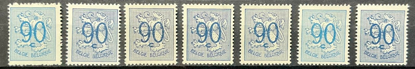 LOT 883. OBP: 858. Papier/nuances. MNH. 7 zegels., Orginele gom, Ophalen of Verzenden, Postfris, Postfris